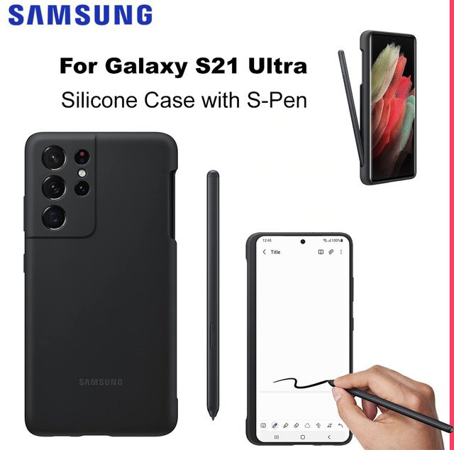 Samsung Galaxy S21 Ultra Silikonhülle mit S-Pen Bundle in Schwarz - Bild 1