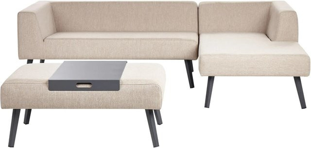 Beliani Lounge Set SORRIVOLI in Beige und Grau, modernes L-Shape Gartenmöbel-Set mit Polsterung, wetterfestem Aluminiumgestell und Outdoor-Couchtisch - Bild 1