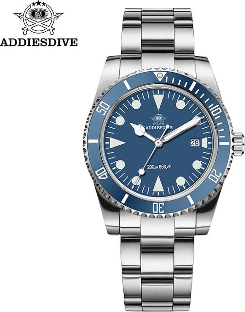 ADDIESDIVE Taucheruhr, Quarz, Edelstahl, Blau, Herren - Bild 1