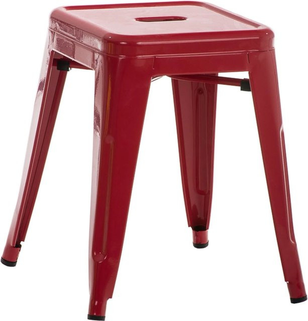 DELUKE Hocker FULDA Stapelhocker aus Metall in Rot für Küche und Esszimmer B/T/H: 40 x 40 x 46 cm - Bild 1
