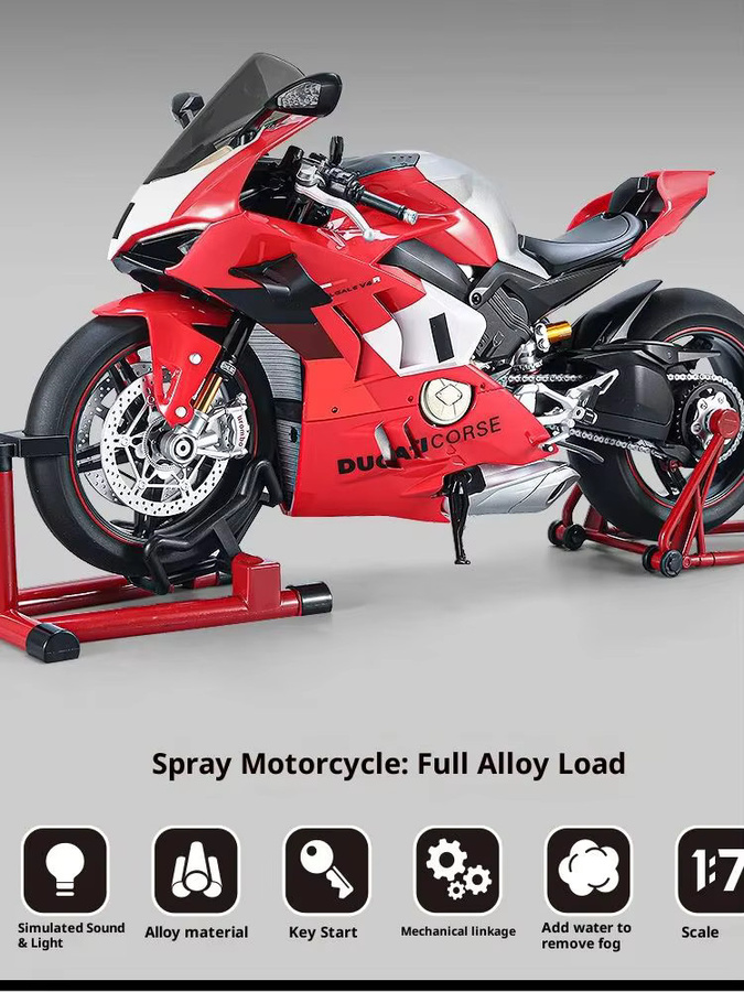 Maisto Ducati V4R Motorradmodell, Legierungsmotorrad-Figur, mit Zündfunktion - Bild 5