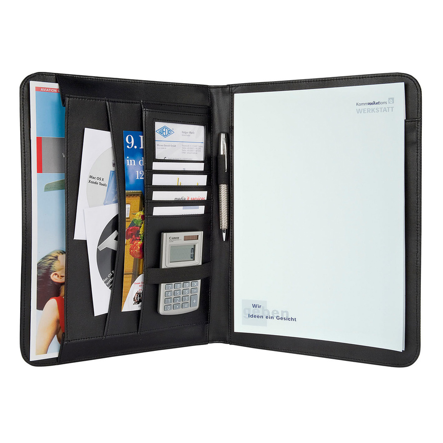 WEDO Elegance Schreibmappe DIN A4 aus Kunstleder und Nylon in Schwarz - Bild 1