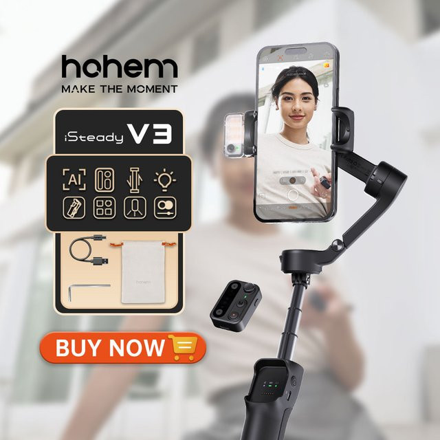 Hohem iSteady V3 Smartphone Stabilisator mit AI Face Tracking, 3-Achsen Gimbal, Schwarz - Bild 2