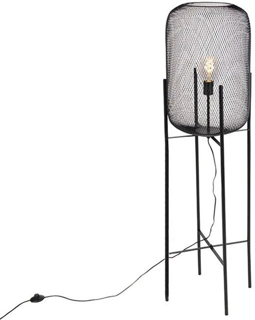 QAZQA Bliss Mesh Moderne Stehleuchte Schwarz, Höhe: 135 cm, dimmbar, E27 - Bild 1