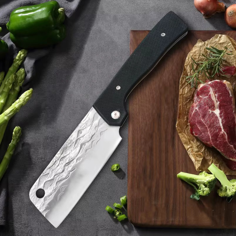GuanQi Handgeschmiedetes Klappmesser aus Edelstahl mit G10 Griff für Fleisch, Obst und Fisch - Bild 5