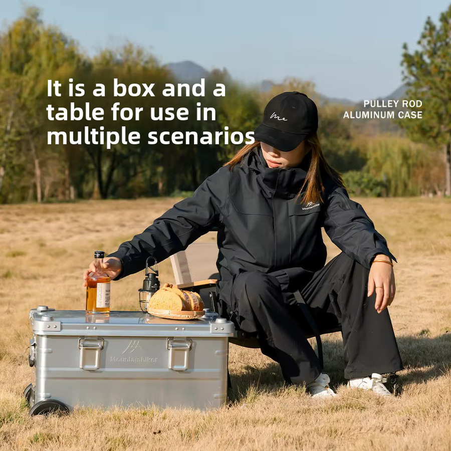 MOUNTAINHIKER Aluminium Rollbox in Silber, tragbare multifunktionale Aufbewahrungsbox für Outdoor, Camping und Auto - Bild 3