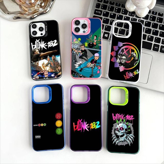B-Blink 182 Rock Band Handyhülle für Apple iPhone 11 12 13 14 15 16 Pro Max Plus mit Protect Plating in Multicolour - Bild 1