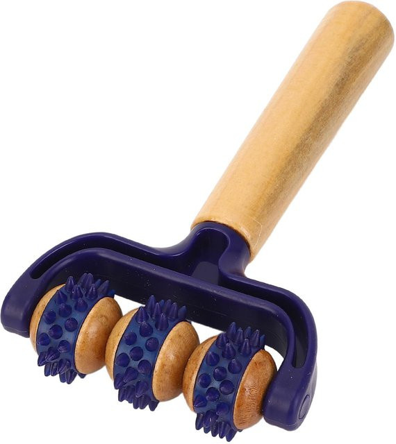 Massage-Roller mit 3 Rädern, Holz, beige - Bild 1