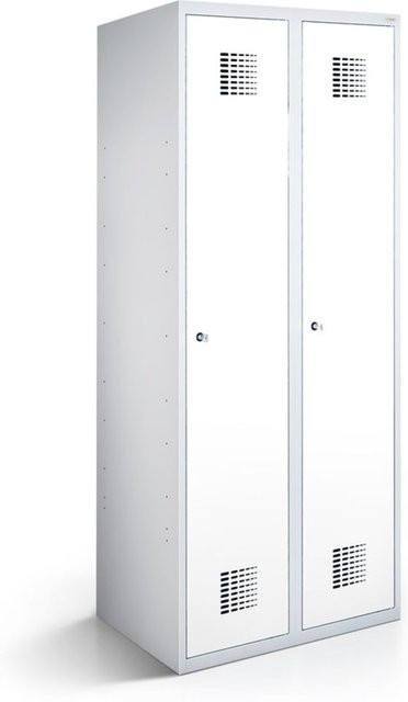 rotstahl Kleiderspind mit 2 Türen in Weiß und lichtgrauem Korpus, B/T/H: 60 x 50 x 180 cm - Bild 1
