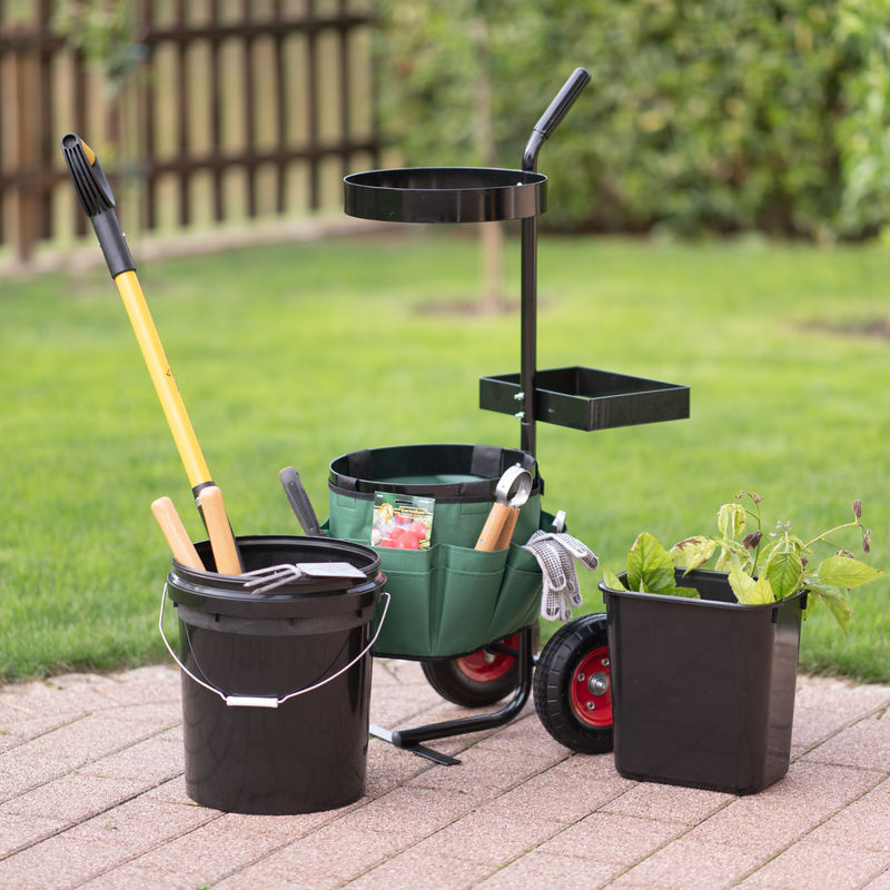 Westmann Universal Gartentrolley und Werkzeughalter, schwarz/grün, B: 40 cm, T: 56 cm, H: 104 cm - Bild 2