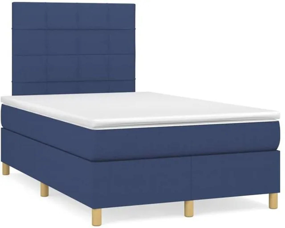 vidaxl Boxspringbett mit Matratze in Blau aus Stoff, B/T/H: 190 x 120 x 118 cm - Bild 1