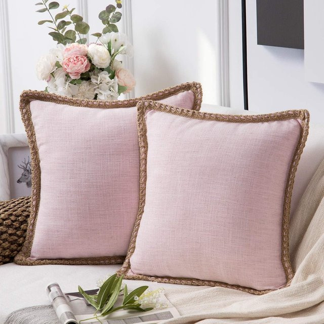 JMG Clothing Kissenbezug aus Leinen mit Rüschen in Pink, B/H: 50 x 30 cm - Bild 1