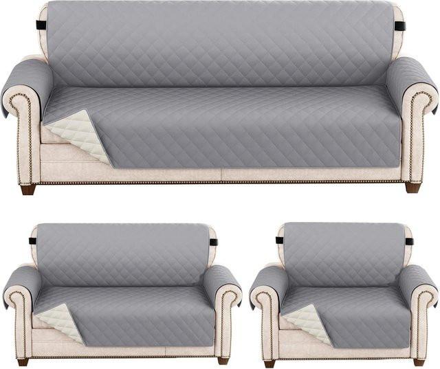 Wasserdichter und gesteppter Sofabezug für 1-Sitzer in Grau, verschleißfester Schutz für Haustiere und Kinder - Bild 1