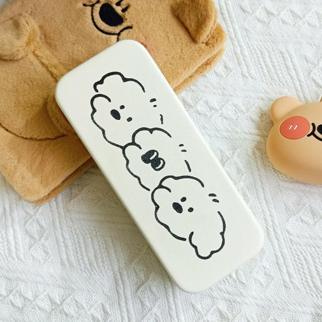 XYNN Brillenetui Cartoon Welpen, beige - Bild 1