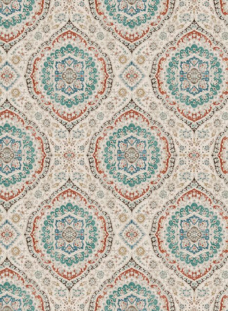 Nina Campbell Tapete Karabali Ornamentale Vlies Tapete in Teal und Russet - Bild 1