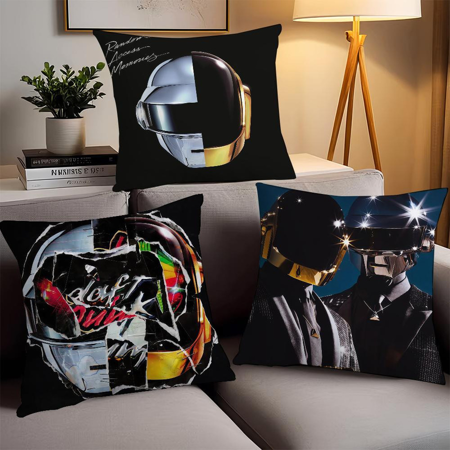 Dekorativer Kissenbezug Rock Band Design aus Peach Skin für Sofa, Auto oder Schlafzimmer, B/H: 18 x 18 cm - Bild 1