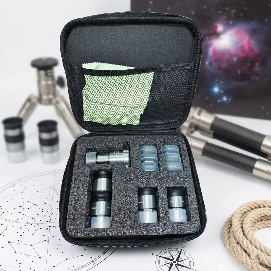 Astronomie Teleskop Okularfilter Set mit 2X Barlow Linse und Mond Skyglow Planetenfilter in Silber, 1,25 Zoll - Bild 2