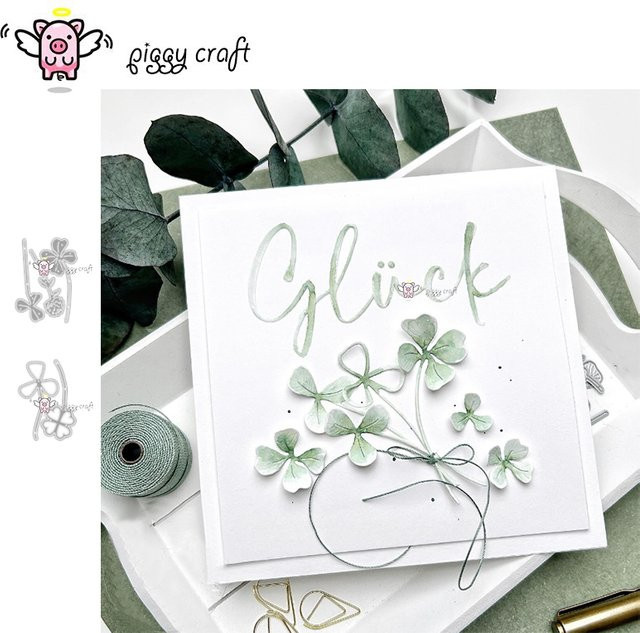 Piggy Craft Metall-Stanzform in Kleeblatt-Form für Scrapbooking und Bastelarbeiten - Bild 1