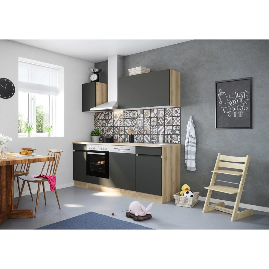 Optifit Küchenzeile OPTIkombi Noah420 in Anthrazit und Wildeiche Nachbildung, Breite: 210 cm - Bild 2