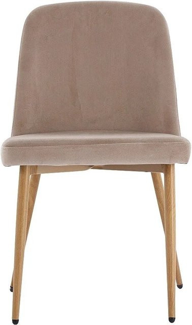 Minagri Stuhl aus Samt in Beige mit Metallgestell, Modern Design, Breite: 47,5 cm - Bild 1