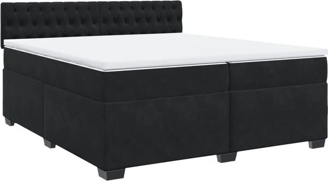 vidaXL Boxspringbett mit Matratze aus Samt in Schwarz, Hybrid-Bett mit Taschenfederkern, B/T: 200 x 200 cm - Bild 1