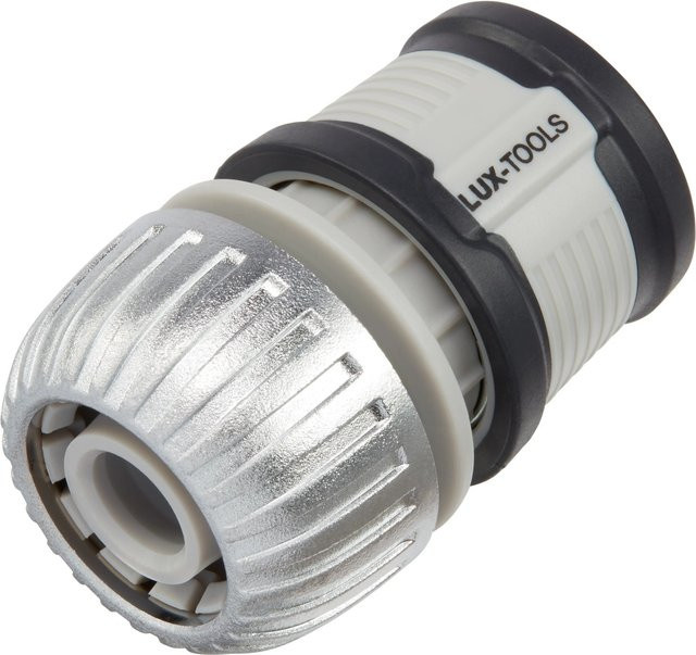 LUX-TOOLS Metall-Schlauchstück mit Wasserstop für 19 mm (3/4 Zoll) in Silber - Bild 1