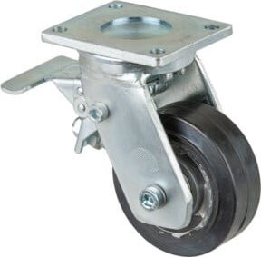 BS Schwerlastrolle RR120.B80.100 Lenkrolle mit Rad- und Totalfeststeller in Silber und Schwarz aus Aluminium - Bild 1