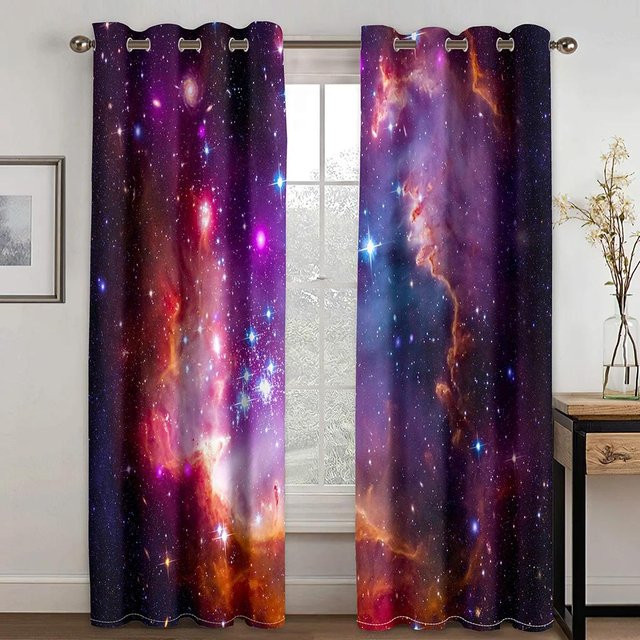 Yiran Furniture Verdunkelungsvorhang mit Sternenhimmel-Muster, Mehrfarbig, B: 55 cm, H: 120 cm - Bild 1