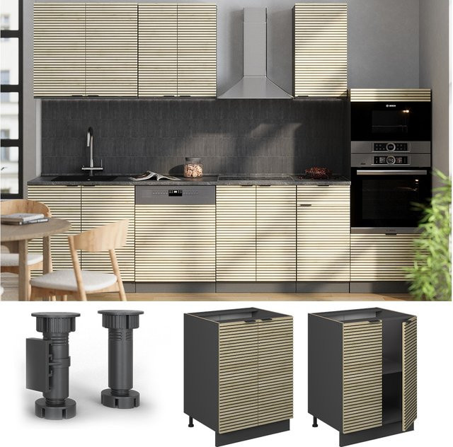 Vicco Unterschrank Fame-Line in Anthrazit und Eiche gefräst, Breite: 60 cm, ohne Arbeitsplatte - Bild 1