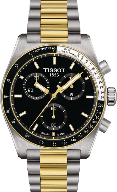 Tissot Chronograph, Edelstahl, schwarzes Zifferblatt, 40 mm, Herren - Bild 1