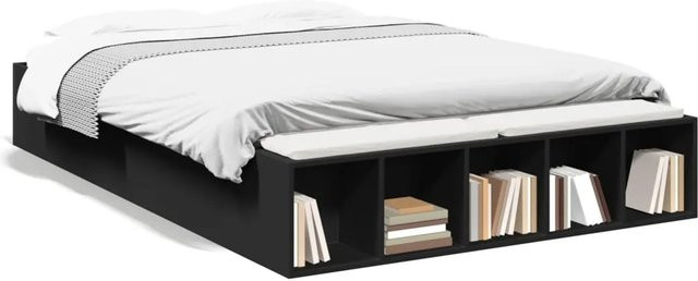vidaXL Bettgestell modern in Schwarz aus Holzwerkstoff B/T/H: 135 x 190 x 30 cm - Bild 1