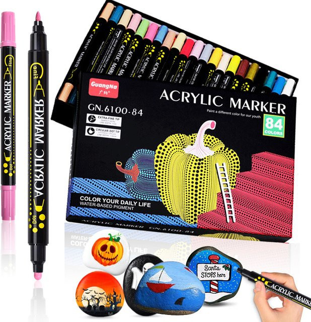 GN 12-84 Acrylmarker-Stifte mit Doppelspitze in Multicolor für DIY Graffiti und Kunst auf Stein, Holz, Metall und Leinwand - Bild 1