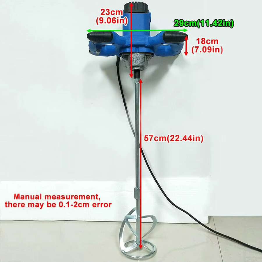 DAYPLUS Elektrischer Zementmischer in Blau mit 6 Geschwindigkeitsstufen, Kupfermotor und rutschfestem Doppelgriff zum Mischen von Beton und Farbe - Bild 5