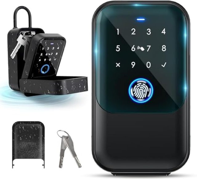 YRHAND TTlock Smart Schloss in Schwarz mit Fingerabdruck, digitaler Karte und Tuya-Unterstützung, IP66 wasserdichtes elektronisches Schloss für dein Smart Home - Bild 1