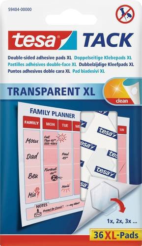 tesa TACK Klebepads XL transparent doppelseitig repositionable 36 Stück - Bild 1