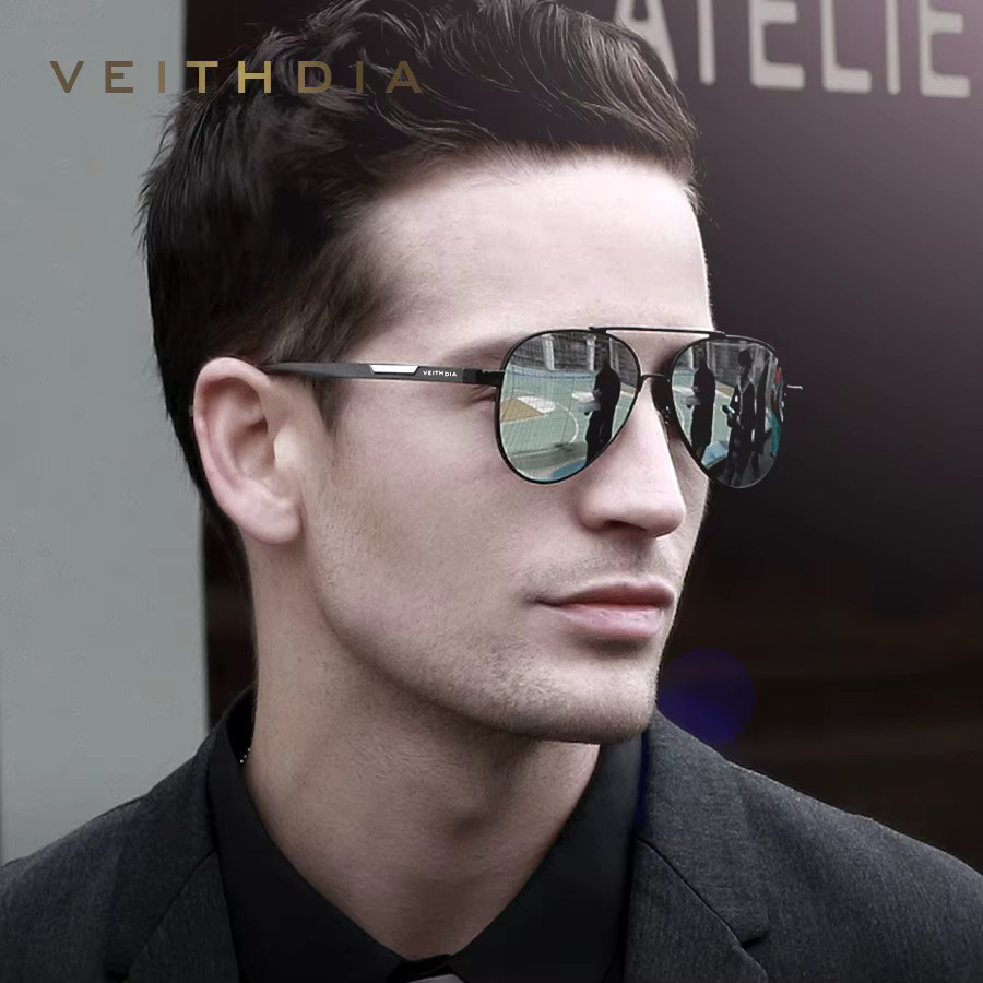 VEITHDIA FH66099 Sportsonnenbrille, Metall, schwarz, polarisiert, Vollrand - Bild 3