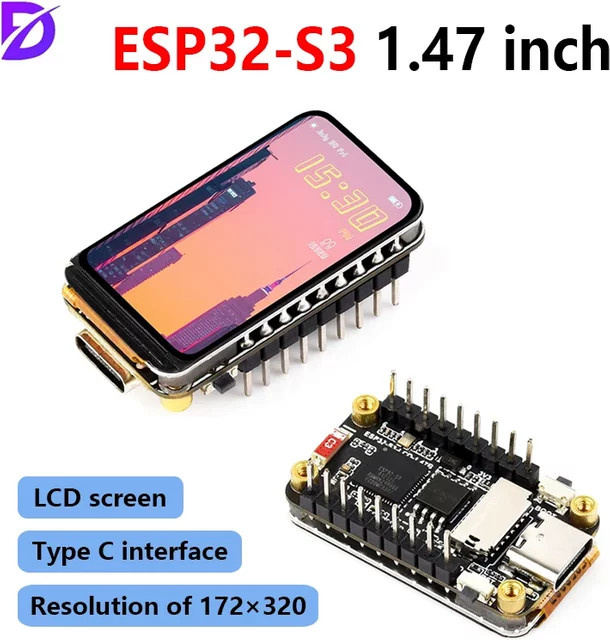 diymore ESP32-S3 LCD-Bildschirm mit 1,47 Zoll Display, 172x320 Pixel, RGB-Farbe, Schwarz, unterstützt WLAN und Bluetooth - Bild 1