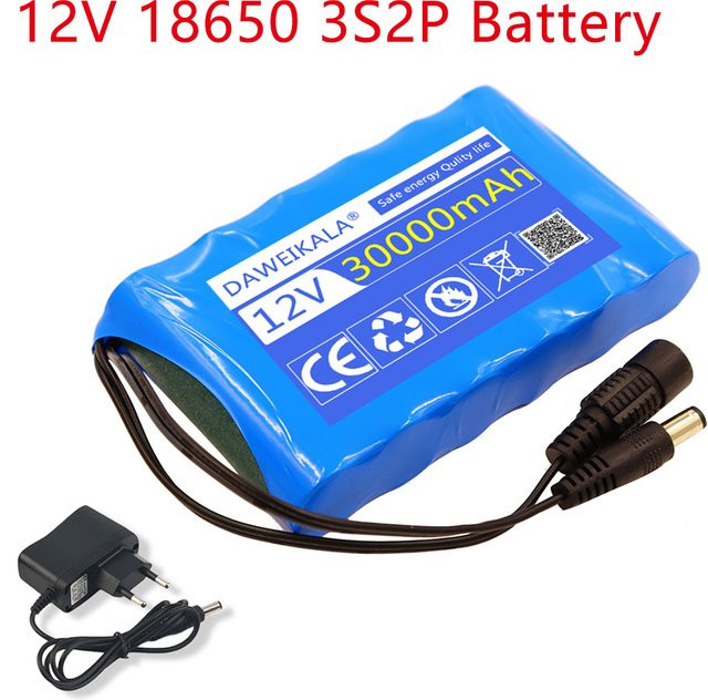 DAWEIKALA Lithium-Akku 12V 30000mAh 3S2P mit integriertem BMS in Blau - Bild 1