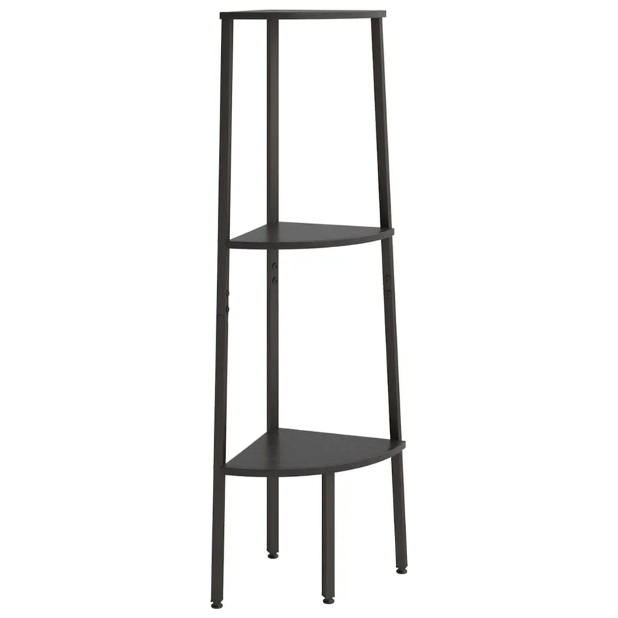 vidaXL Eckregal mit 3 Ablagen in Schwarz, H x B x T: 120 x 45,5 x 31,5 cm - Bild 2