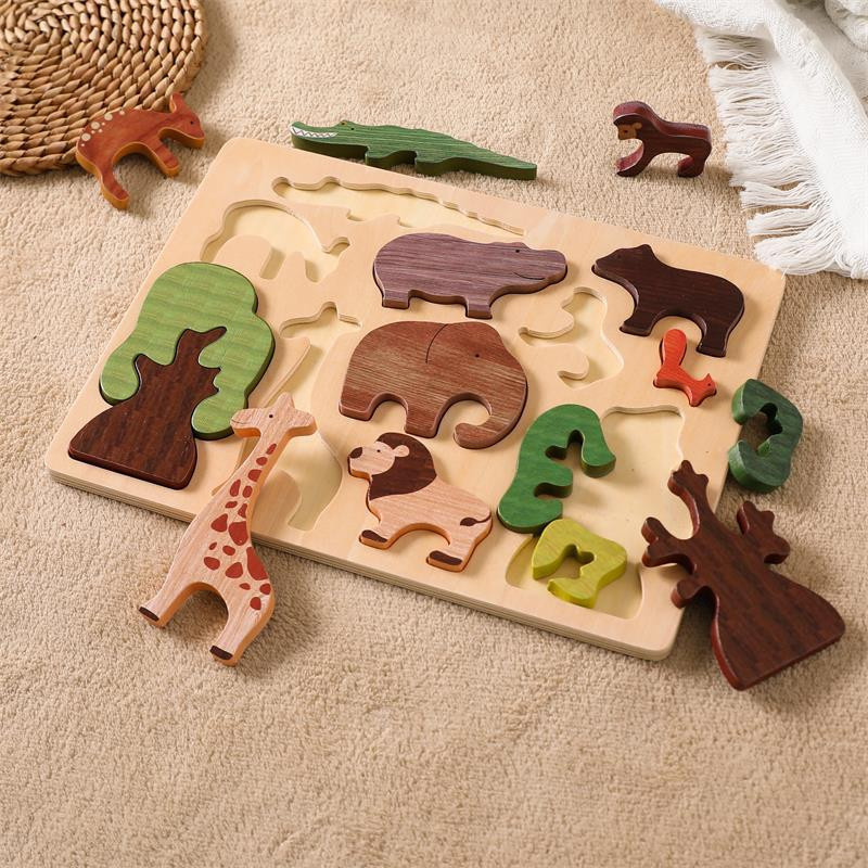 juhe Tier-Puzzle Holz Handgriff-Panel Bunt ab 4-6 Jahren - Bild 3