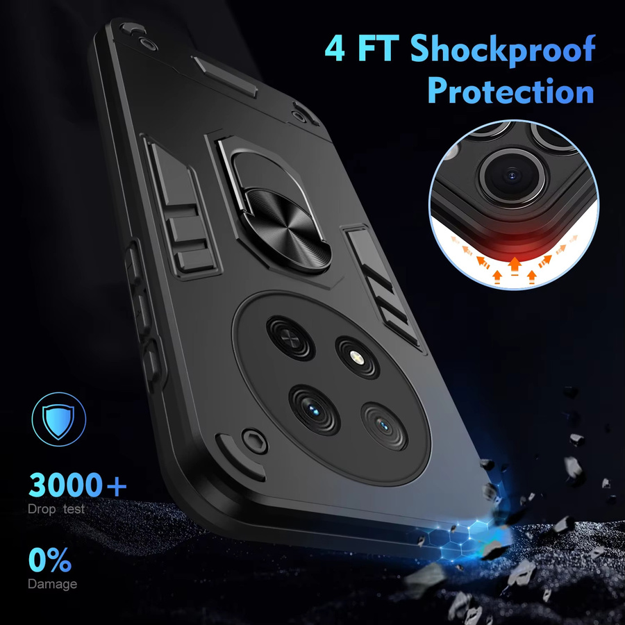 Stoßfeste Military Armor Schutzhülle mit Ring-Ständer für Honor Magic 8 Lite, Magic 7 Pro, X9d und X9c in Schwarz oder Blau - Bild 3