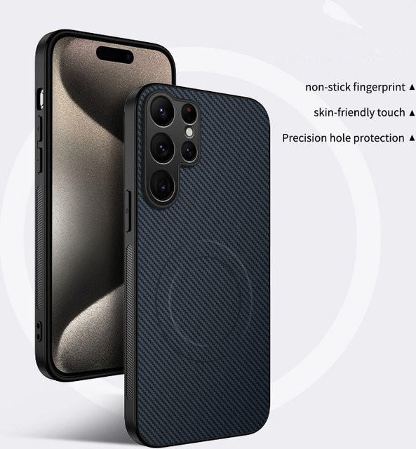Ultradünne magnetische Carbonfaser Hülle für Samsung Galaxy S26 S25 S24 S23 S22 S21 Plus FE A56 A36 A26 A06 A55 A54 in Schwarz und Violett - Bild 1