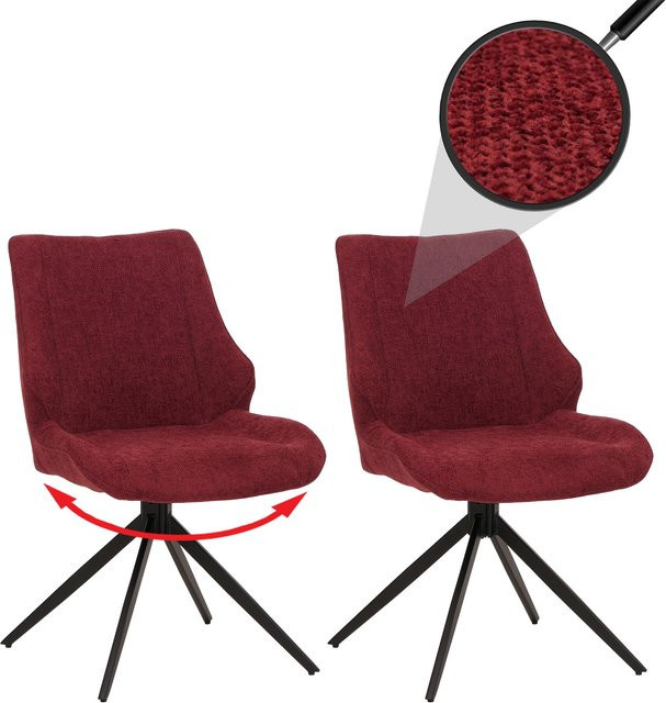 2er-Set MCW Esszimmerstuhl O48 in Bordeaux mit drehbarer Auto-Return Funktion aus Textil Chenille und Öko-Tex Zertifizierung - Bild 1