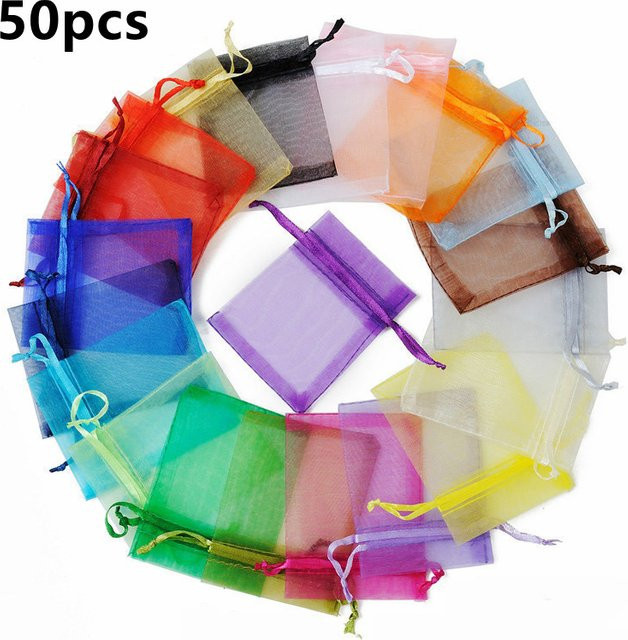 Organza-Geschenkbeutel mit Kordelzug für Schmuck und Geschenke in gemischten Farben - Bild 1