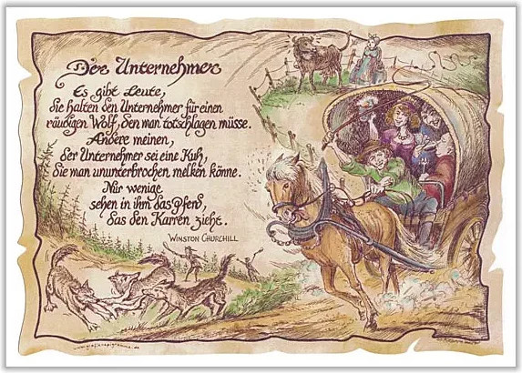 Zunftbild Unternehmer auf Antikpapier als Vintage Poster im A4-Format, Mehrfarbig