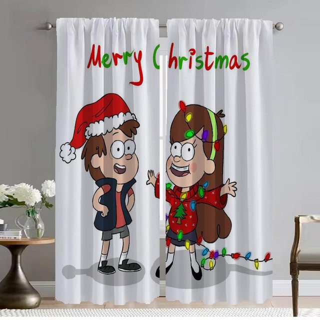 Gravity Falls Verdunkelungsvorhänge für Schlafzimmer und Kinderzimmer, 2 Paneele, Mehrfarbig, Breite: 50 cm, Höhe: 70 cm - Bild 1