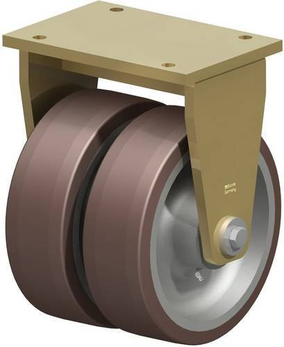 Blickle Doppel-Bockrolle BSD-GB 304K in Silber und Braun mit 300 mm Rad-Durchmesser und einer Tragfähigkeit von max. 5400 kg - Bild 1