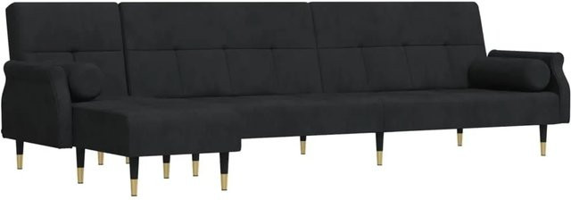 vidaXL Schlafsofa in L-Form im Chesterfield-Stil aus Samt in Schwarz, B/T/H: 271 x 140 x 70 cm - Bild 1