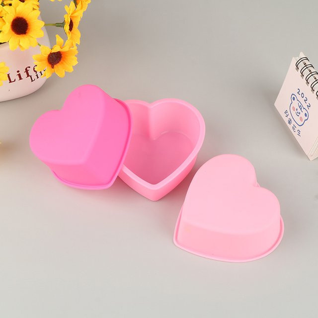 Herzförmige Silikon-Mousse-Form für Schokolade und Kuchen, Pink, Durchmesser: 8 cm - Bild 1