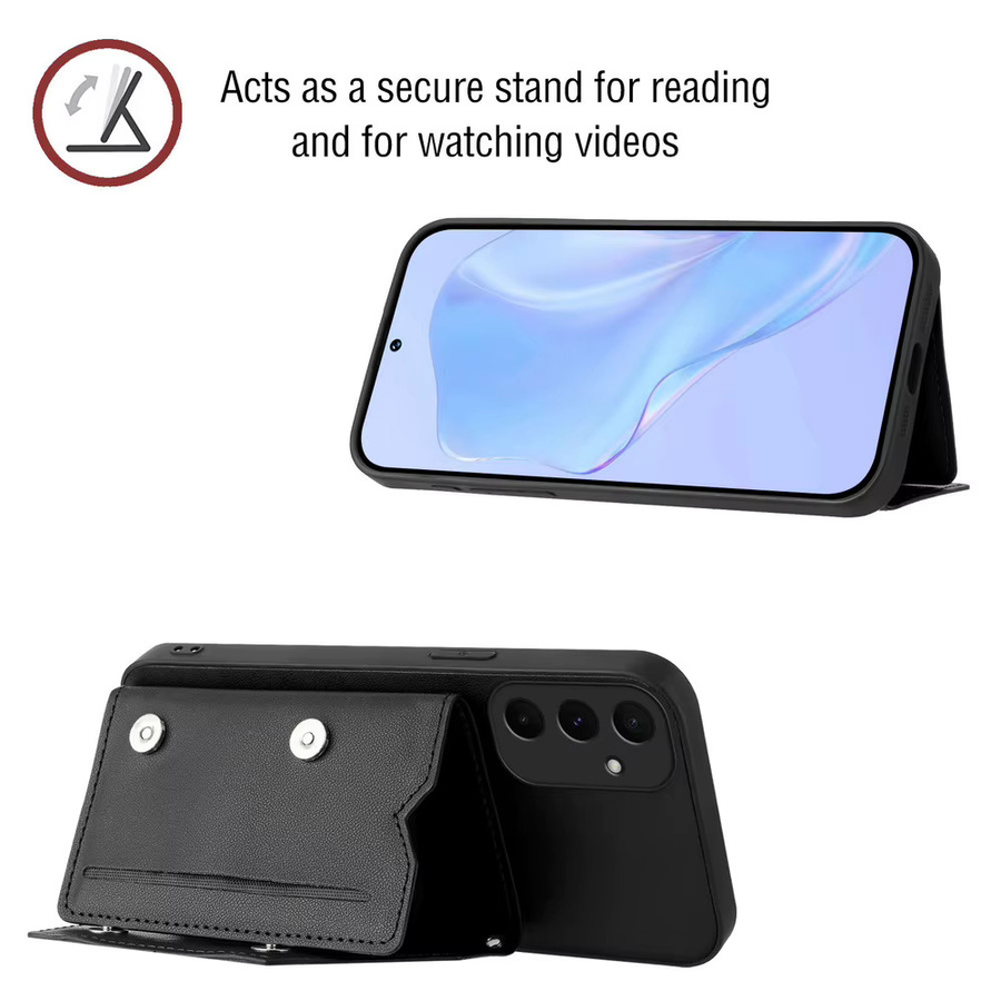 Leder-Brieftasche mit Kartenhalter als Schutzhülle für Samsung Galaxy M55 M35 M15 M16 M06 M12 5G in Lila - Bild 4